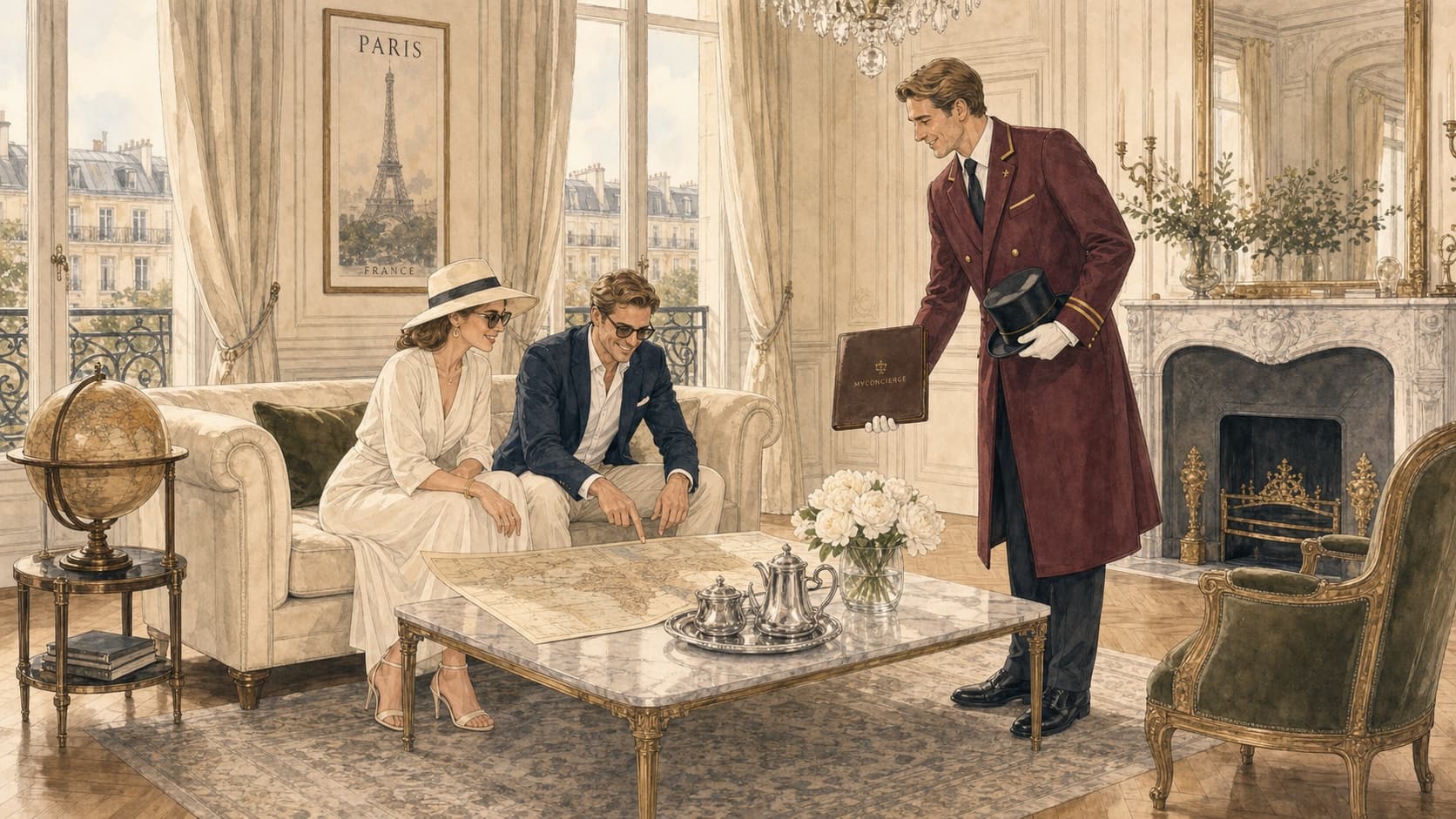 Parisian Palace suite at dusk, rooftops view — MyConciergeHotel selection